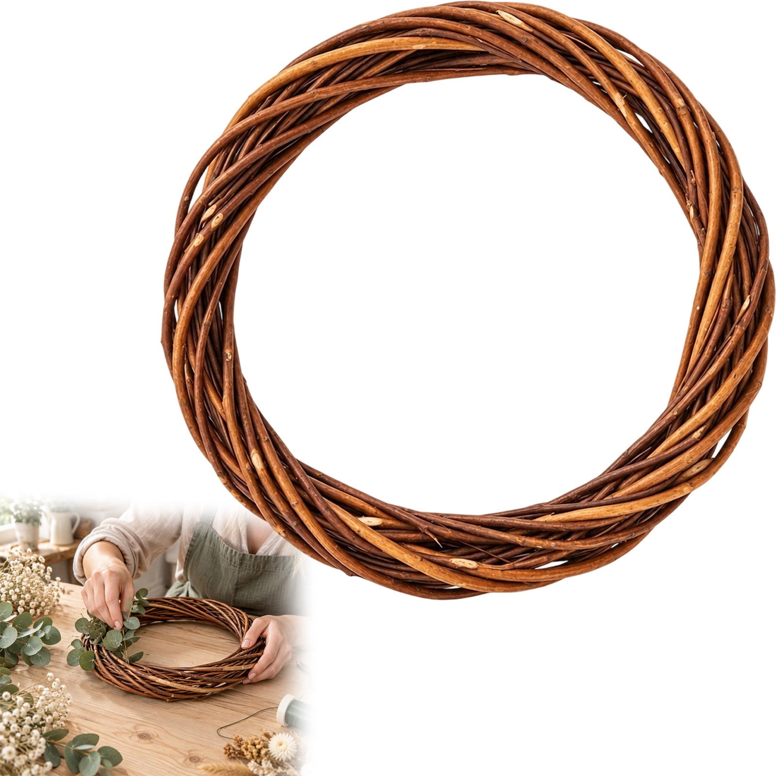 Vine Display Christmas Wreath DIY Handwoven Vine Ring Base DIY Craft Ring, Bendable ...