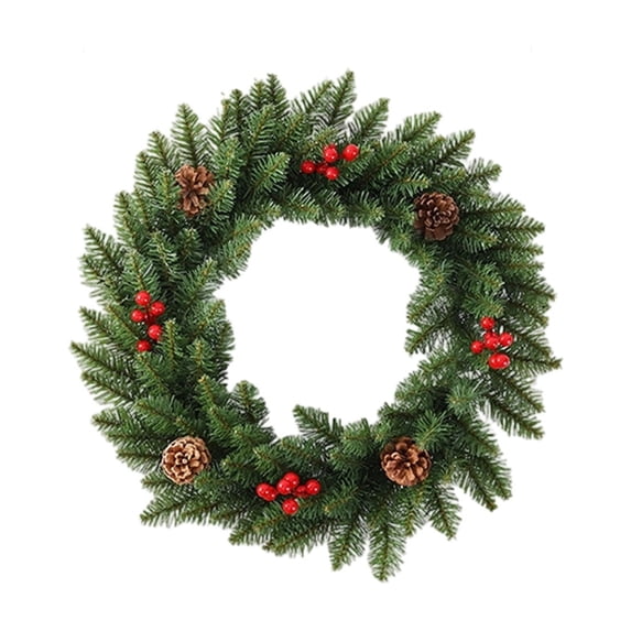 Christmas Wreath Decoration, Green and White Plastic Door Hanging Ornament, Realistic Artificial Holiday Garland for Indoor Outdoor Wall & Party Décor