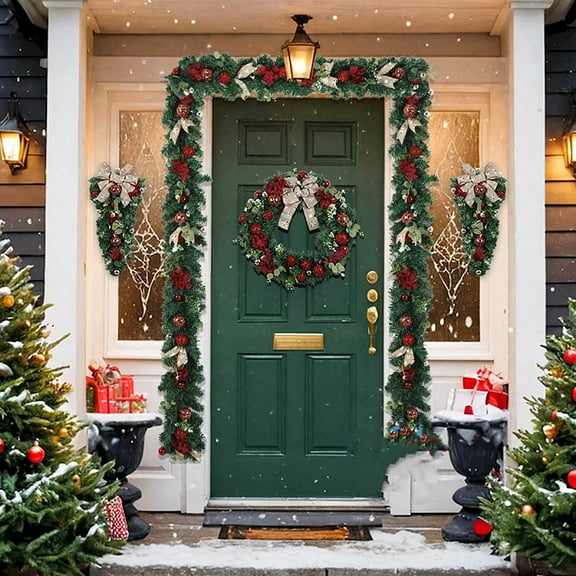 Christmas Wreath Decoration - Holiday Door and Wall Decor with Festive Design - Indoor and Outdoor Christmas Decor