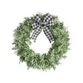 thumbnail image 1 of Christmas Wreath Decoration with Buffalo Plaid Bow Decorative Artificial Eucalypts Leaf Wreath for Winter Holiday Door Window Fireplace Decor (Green), 1 of 7