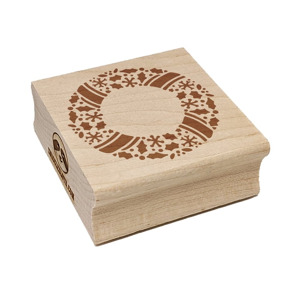 Christmas Wreath Detailed Square Rubber Stamp Stamping Scrapbooking Crafting - Medium 1.75in
