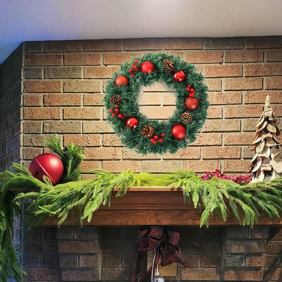 Christmas Wreath Door Hanging Decoration Bronze Plastic Rattan 12in Wreath for Home Hotel Mall Indoor Outdoor Holiday Decor