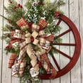 thumbnail image 1 of Christmas Wreath Farmhouse Wagon Wheel, Vintage Farmhouse Wreath, Christmas Decorations Wreath for Front Door Window Outdoor Hanging Home Garden Outdoor Decoration Wreath, 1 of 9