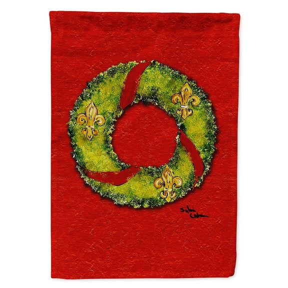 Christmas Wreath Fleur de lis Garden Flag