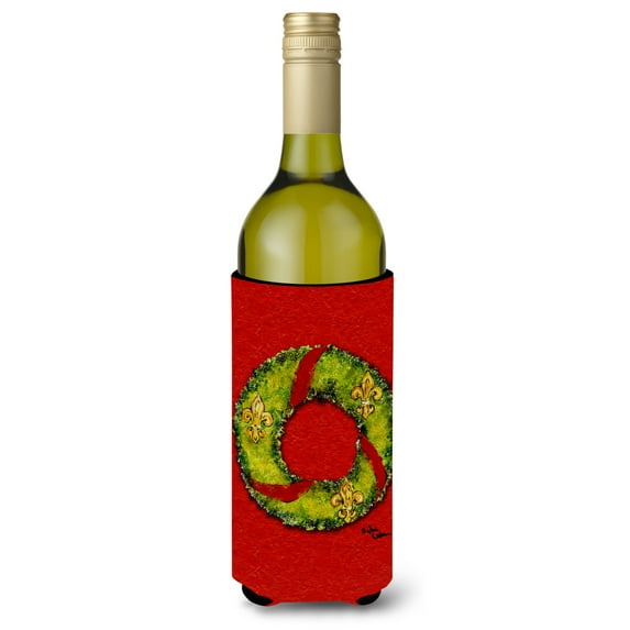 Christmas Wreath Fleur de lis Wine Bottle Hugger
