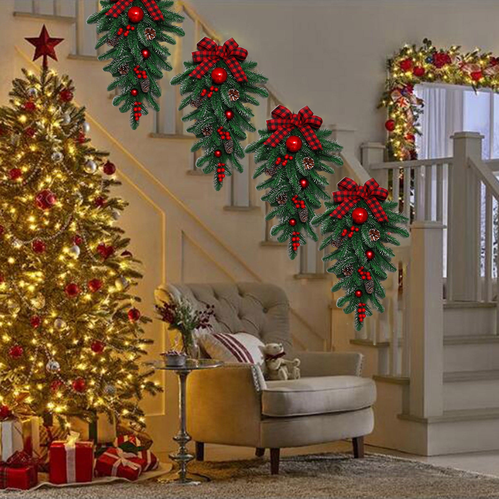 Christmas Wreath For Front Door/ Inverted Christmas Wreath Garland