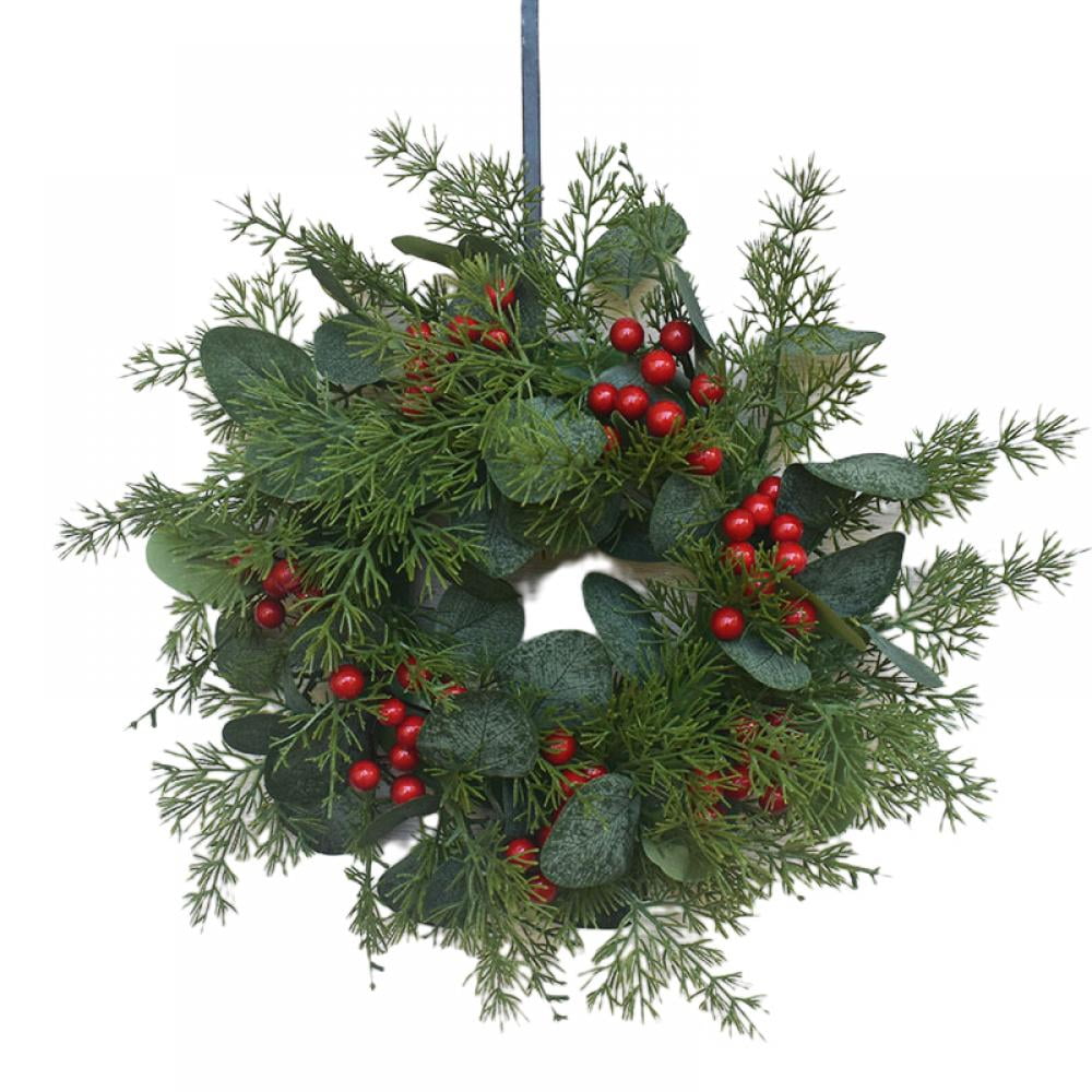 Christmas Wreath for Front Door, 12 Inch Nearly Natural Christmas Door Wreath, Artificial Large Christmas Wreaths with Light Xmas Decoration for Windows, Fireplaces, Walls, Outdoor