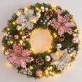 thumbnail image 1 of Christmas Wreath for Front Door, 16 Inch Artificial Winter Wreaths Decor with Silver Pink Flower,Pinecone,Berry,Battery Operated Light,Christmas Wreath Decor for Home Indoor Outdoor Wall Window Porch, 1 of 13