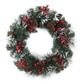 thumbnail image 1 of Christmas Wreath for Front Door 16 Inch – Snow Flocked Greenery with Red Berries and Pine Cones, Reusable Artificial Winter Garland for Porch, Fireplace, Window, Party Decor, 1 of 8