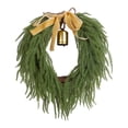 thumbnail image 1 of Christmas Wreath for Front Door, 16inch Wreath with Hessian Ribbon Bowtie and Vintage Bell Norfolk Pine Wreath for Holiday Indoor Outdoor Home Decor, 1 of 8