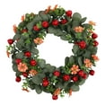 thumbnail image 1 of Christmas Wreath for Front Door, 18in Handmade Artificial Greenery Wreath with Red Accents, Holiday Wall Hanging Decoration for Home, Fireplace, Windows, 1 of 5