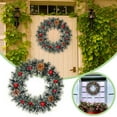 thumbnail image 1 of Christmas Wreath for Front Door 24 Inch Holiday Greenery With Red Berries Pinecones and Bow for Xmas Season Party Home Indoor Outdoor Battery Operated Christmas Wreaths for Front Door Wire Wreaths, 1 of 8