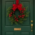 thumbnail image 1 of Christmas Wreath for Front Door, Artificial Evergreen Wreath with Red Berries and a Classic Red Bow, Holiday Christmas Decorations for Indoor Outdoor Wall Window Farmhouse Decor, 1 of 6