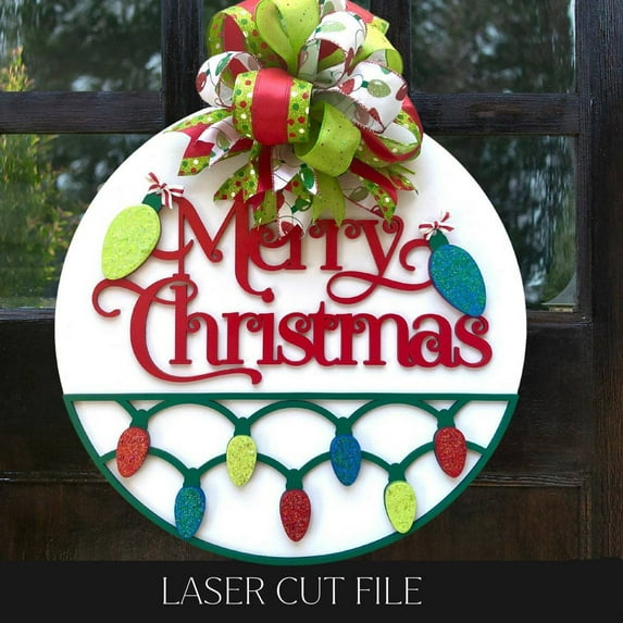 Christmas Wreath for Front Door Decor Merry Christmas Sign Door Hanger Decorations Wooden Christmas Decor Door Wreath Gift Home Decor Merry Christmas Sign 15 Inches