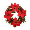 thumbnail image 1 of Christmas Wreath Holiday Decoration Wreath Adornment with Berries Clusters and Balls for Fireplaces Door Holiday Centerpieces Big Flower, 1 of 10