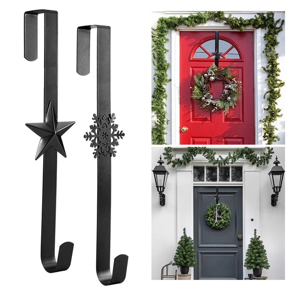 Christmas Wreath Hook Star Snowflake Christmas Tree Elements Metal Door Hanger Over The Door Hooks Hanger