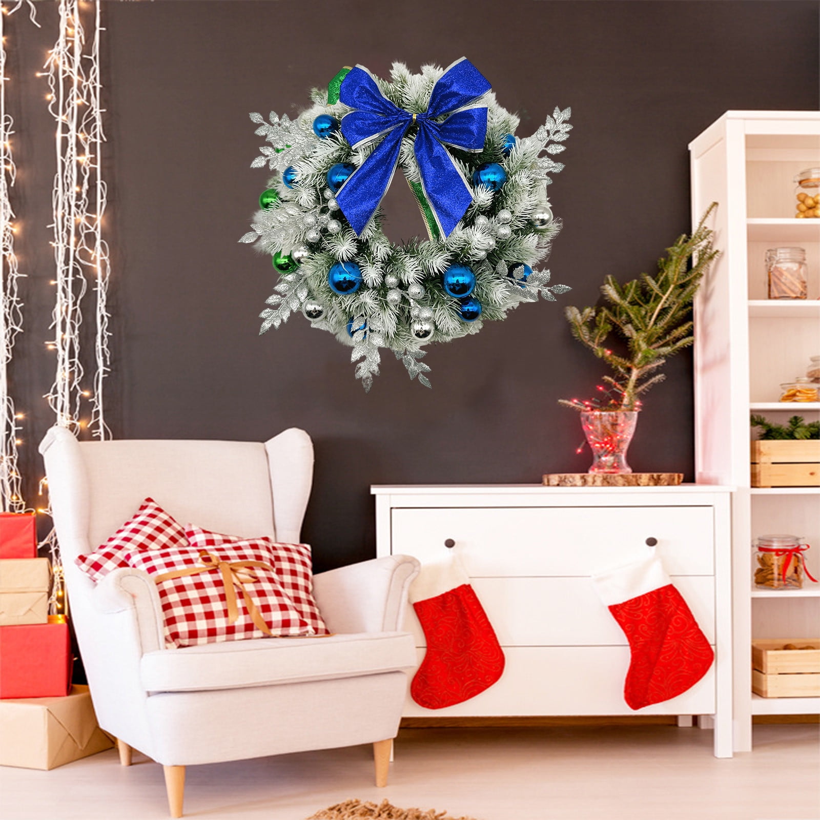 Christmas Wreath LED Light Battery Powered Christmas Door Hanging