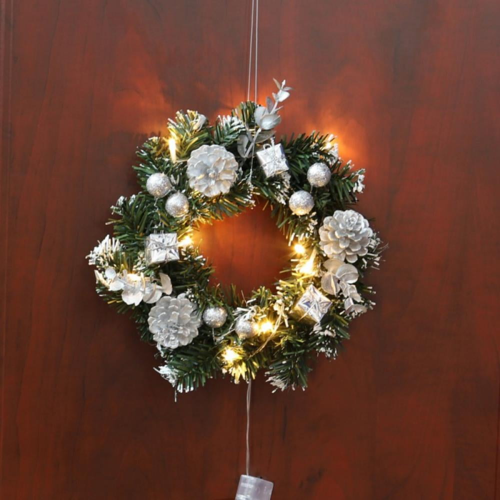 Christmas Wreath with LED Lights,Christmas Decorations,Battery Powered ...