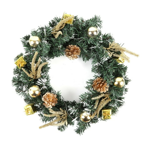 Christmas Wreath with LED Lights,Christmas Decorations,Battery Powered Xmas Door Wreath,Artificial Hanging Garland for Xmas Indoor Outdoor,Christmas Party Decoration 40cm Yellow