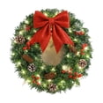 thumbnail image 1 of Christmas Wreath with LED Lights for Front Door, 15.75in Artificial Decorative Wreath with Red Bow & Pinecone Berry, Farmhouse Hanging Decor for Winter Indoor Outdoor Window Walls Akmoler, 1 of 7