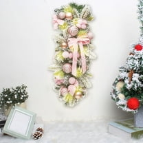Christmas Wreath,Light Up Christmas Wreath 2025,Prelit Stairway,Artificial Christmas Wreath,Garland with Nut Pine Branches Berry Hanging Ornaments for Xmas Front Door(Pink 20in/50cm)