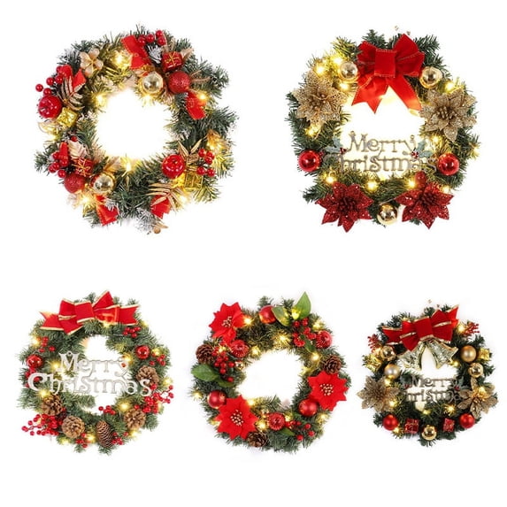 Christmas Wreath Lights 10 LED with Artificial Spruce 12" X 12"