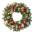 thumbnail image 1 of Christmas Wreath with Lights Artificial Christmas Wreath Decorated with Pine Cones Berry Clusters Frosted Branches Ball Ornaments Christmas Decorations for Window Indoor & Outdoor., 1 of 5