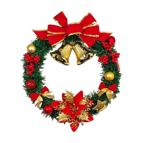 Christmas Wreath Merry Christmas Front Door Ornament Wall Artificial Pine Garland for Party Décor 12 Inches