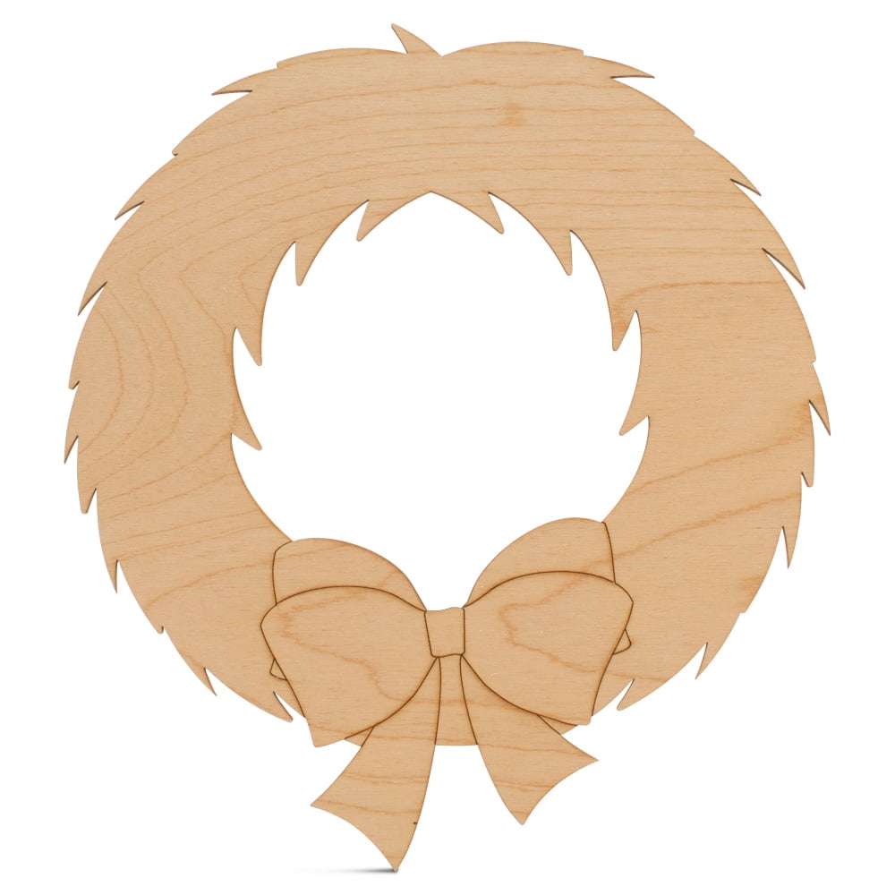 Christmas Wreath Ornament 6 inch, Pack of 10 Small Wood Cutouts, Wood Christmas Tree Ornaments for Crafts/ Decor, by Woodpeckers