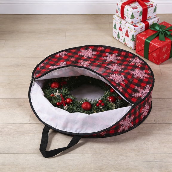 Christmas Wreath & Ornament Storage Bag - Waterproof Bag with Carry Handles/Card Slot, Durable Organizer for Holiday Decor/Clothes/Toys, Essential Home Storage & Moving Tote, 24*8in, Colorful
