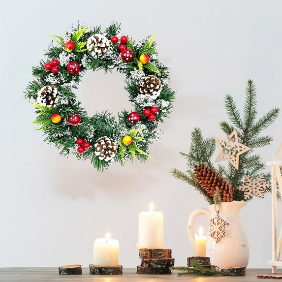 Christmas Wreath Plastic Rattan Multicolor Decor Easy To Hang For Doorway Home Hotel Shopping Mall Holiday Decoration 15.8 Inches