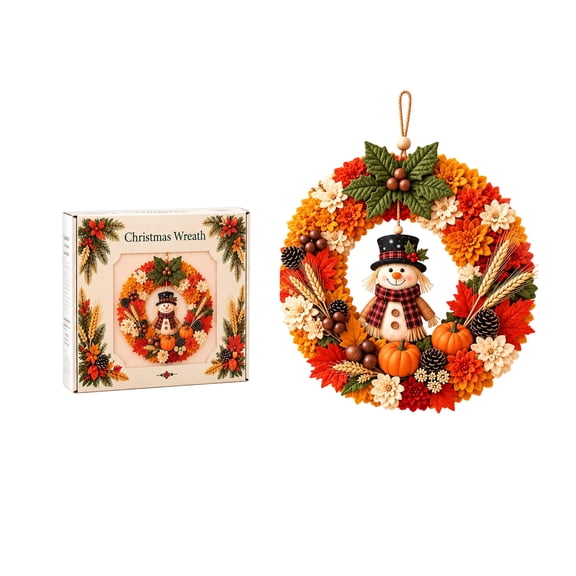Christmas Wreath Poke Painting, 3D Fabric Handcrafted Art Kit with Hanging Loop for Festive Door & Wall Decoration