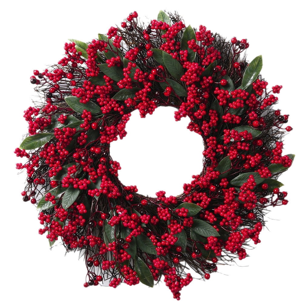 Christmas Wreath with Red Berries – Holiday Door Wreath for Front Door ...