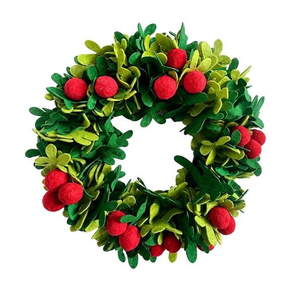 Christmas Wreath Red Berry Leaf Front Door Wall Hanging Holiday Decor Classic Red Green Non-Woven Fabric Integrated Molding Multi-Scene Waterproof Reusable(Multicolor)