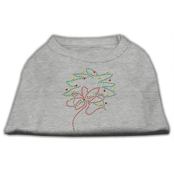 Christmas Wreath Rhinestone Shirt Grey S - 10
