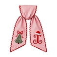 thumbnail image 1 of Christmas Wreath Sash Bow Red White Striped Fabric with Embroidery Letter for Front Door Decor, 1 of 7