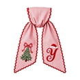 thumbnail image 1 of Christmas Wreath Sash Bow Red White Striped Fabric with Embroidery Letter for Front Door Decor, 1 of 7