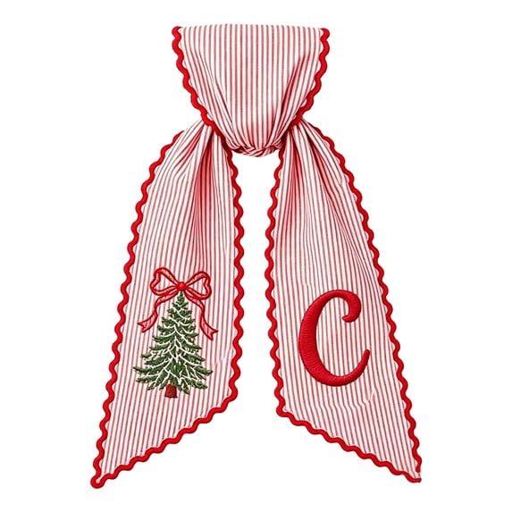 Christmas Wreath Sash with Monogram and Embroidery, Christmas Decorations Indoor