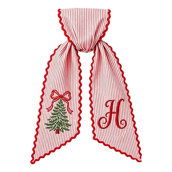 Christmas Wreath Sash with Monogram and Embroidery, Christmas Decorations Indoor