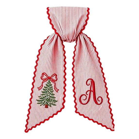 Christmas Wreath Sash with Monogram and Embroidery, Christmas Decorations Indoor