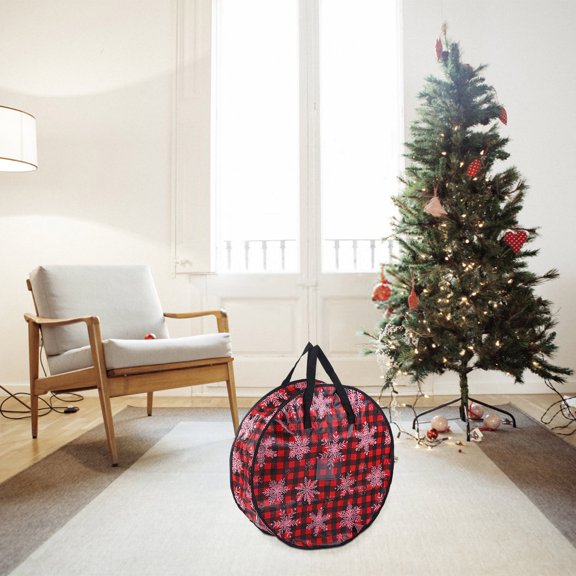 Christmas Wreath Storage Bag 24 Inch Large Wreath Storage Container Buffalo Plaid Garland Container Waterproof Wreath Box for Storing Garland Wreath Wrapping
