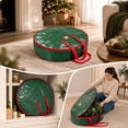 thumbnail image 1 of Christmas Wreath Storage Bag 30in, Green Tarp Wreath Container with Reinforced Handle, Round Wreath Bag for Spring Summer Autumn Christmas Wreath Holiday Decor - Akmoler, 1 of 6