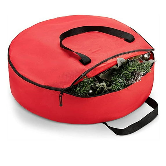 Christmas Wreath Storage Bag,Christmas Tree Storage Cover,Foldable Large Capacity Holiday Decoration Organizer Bag With Handles And Zipper For Storing Ornaments,Garland And Seasonal Tools