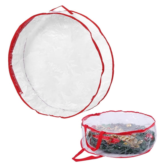 Christmas Wreath Storage Bag, Clear Christmas Wreath Storage Container, Transparent Round Storage Container with Zipper, Wreath Storage Holder, Organization for Holiday Wreath Decoration