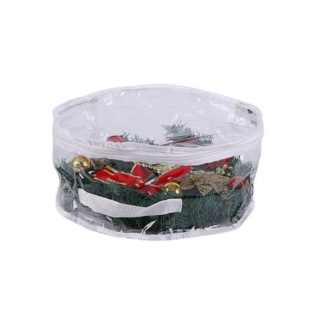 Christmas Wreath Storage Bag Clear Christmas Wreath Storage Container Garland Holiday Artificial Wreath Storage Holder - Water Proof Transparent PVC with Handles