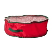 Christmas Wreath Storage Bag Handy Laundry, Durable, Tarp Material, Zipper, Sturdy Carry Handles Ideal Home, Garage Organization for Seasonal Holiday Wreath Decor 24x7.5 Inch