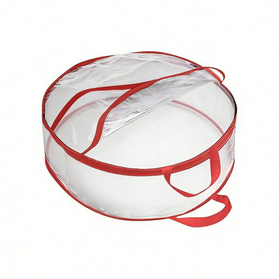 Christmas Wreath Storage Bag with Transparent Pvc Window And Reinforced Handle, Heavy-Duty Water-Resistant Fabric for Holiday Decor Organization, Reusable in , Flower Wreath Storage Bag *1 Piece