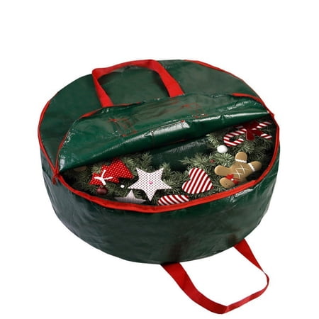 Christmas Wreath Storage Bag for 30" Artificial Wreaths, Tear-resistant Fabric, Zippered Storage Bags, Waterproof