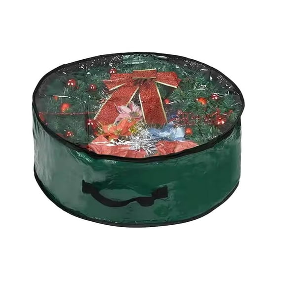 Christmas Wreath Storage Bag with Clear Window,25 Inches, Dustproof, Moisture-Proof, Hanging Design, Reinforced Handle for Holiday Xmas