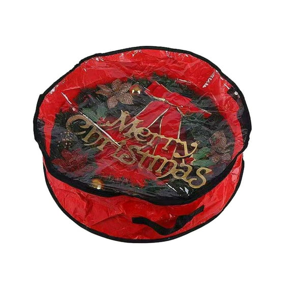 Christmas Wreath Storage Bag with Clear Window,26 Inches, Dustproof, Moisture-Proof, Hanging Design, Reinforced Handle for Holiday Xmas